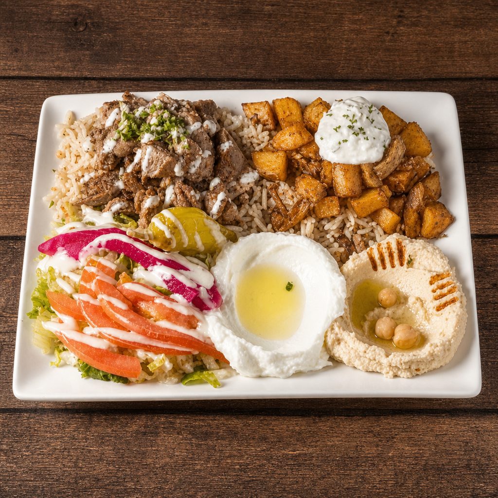 BEEF SHAWARMA PLATTER.