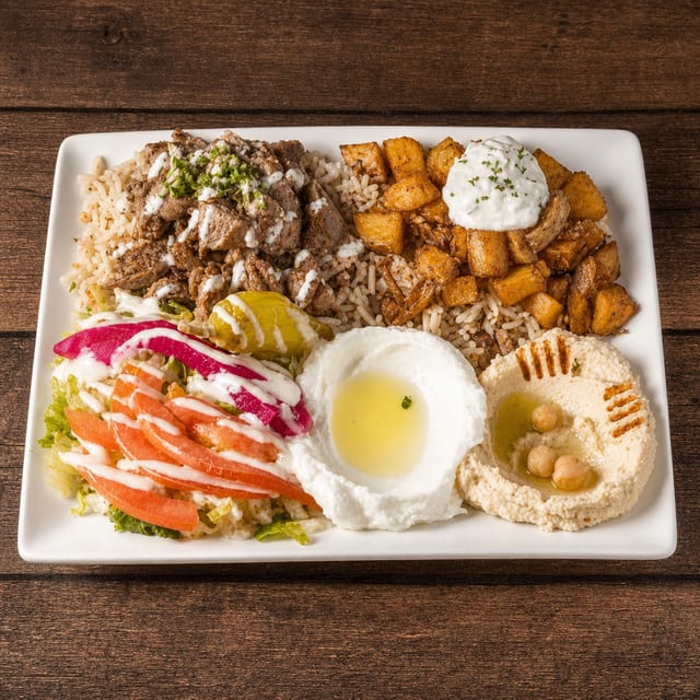 BEEF SHAWARMA PLATTER.