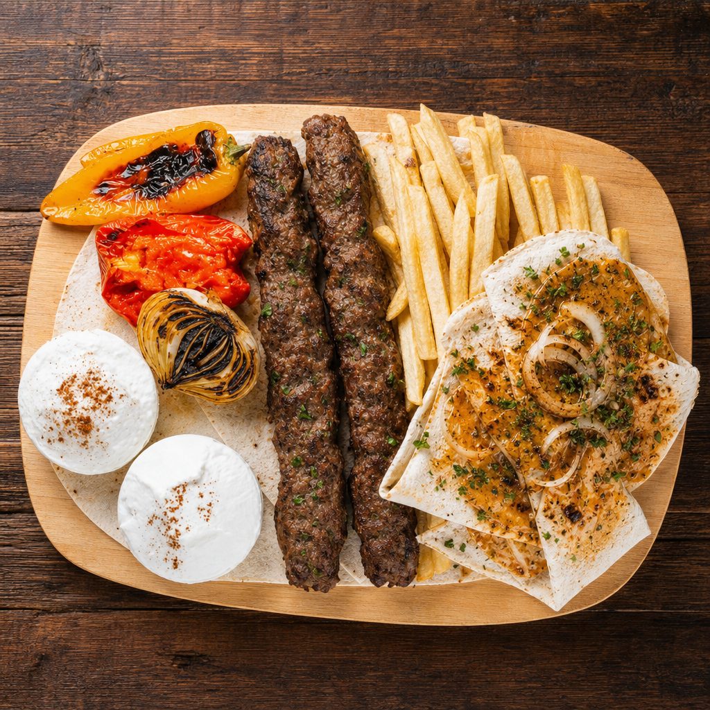 KAFTA KABAB GRILL PLATE (2)SKEWERS.