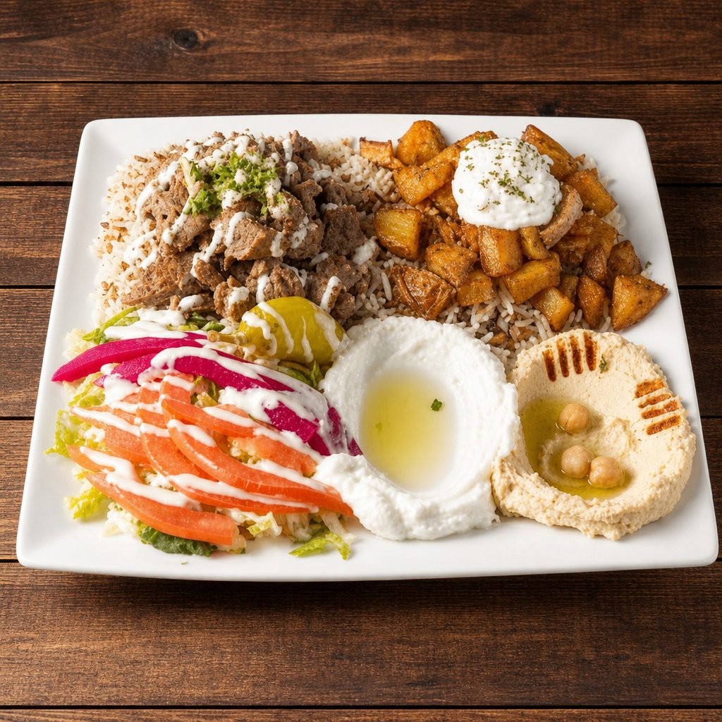 BEEF SHAWARMA PLATTER.