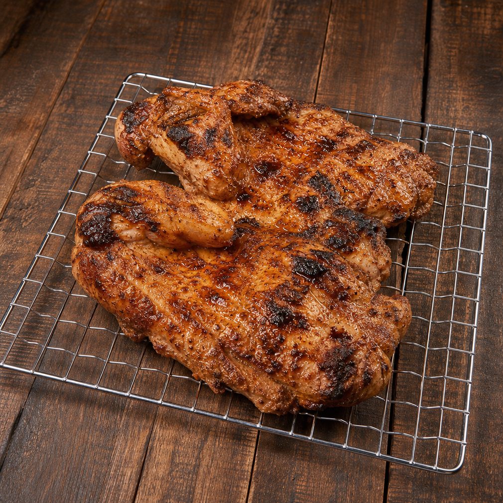WHOLE CHICKEN GRILLED ON CHARCOAL.
