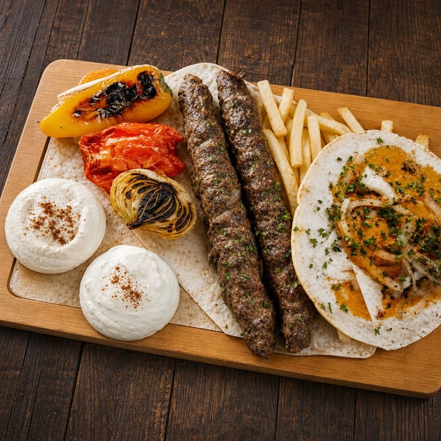KAFTA KABAB GRILL PLATE (2)SKEWERS.