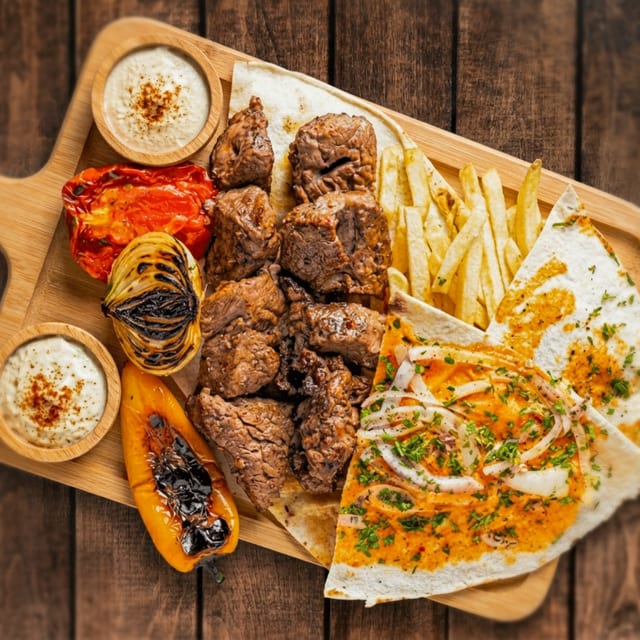 Beef Kabab Grilled Plate (2 Skewers).